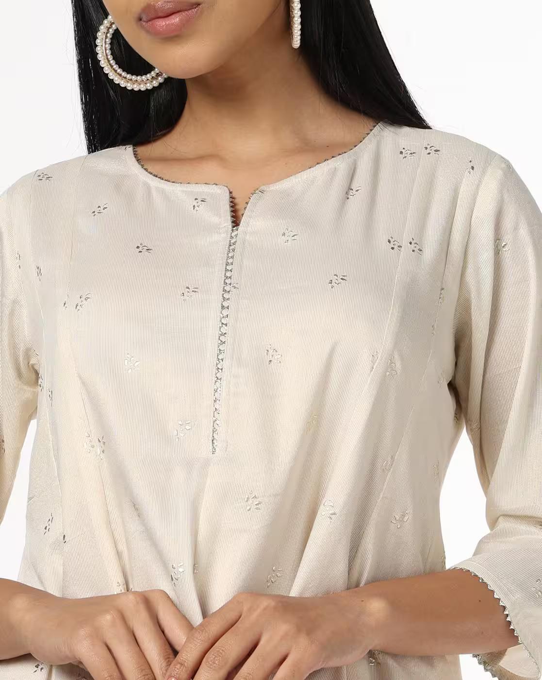 Women Embroidered Flared Kurta