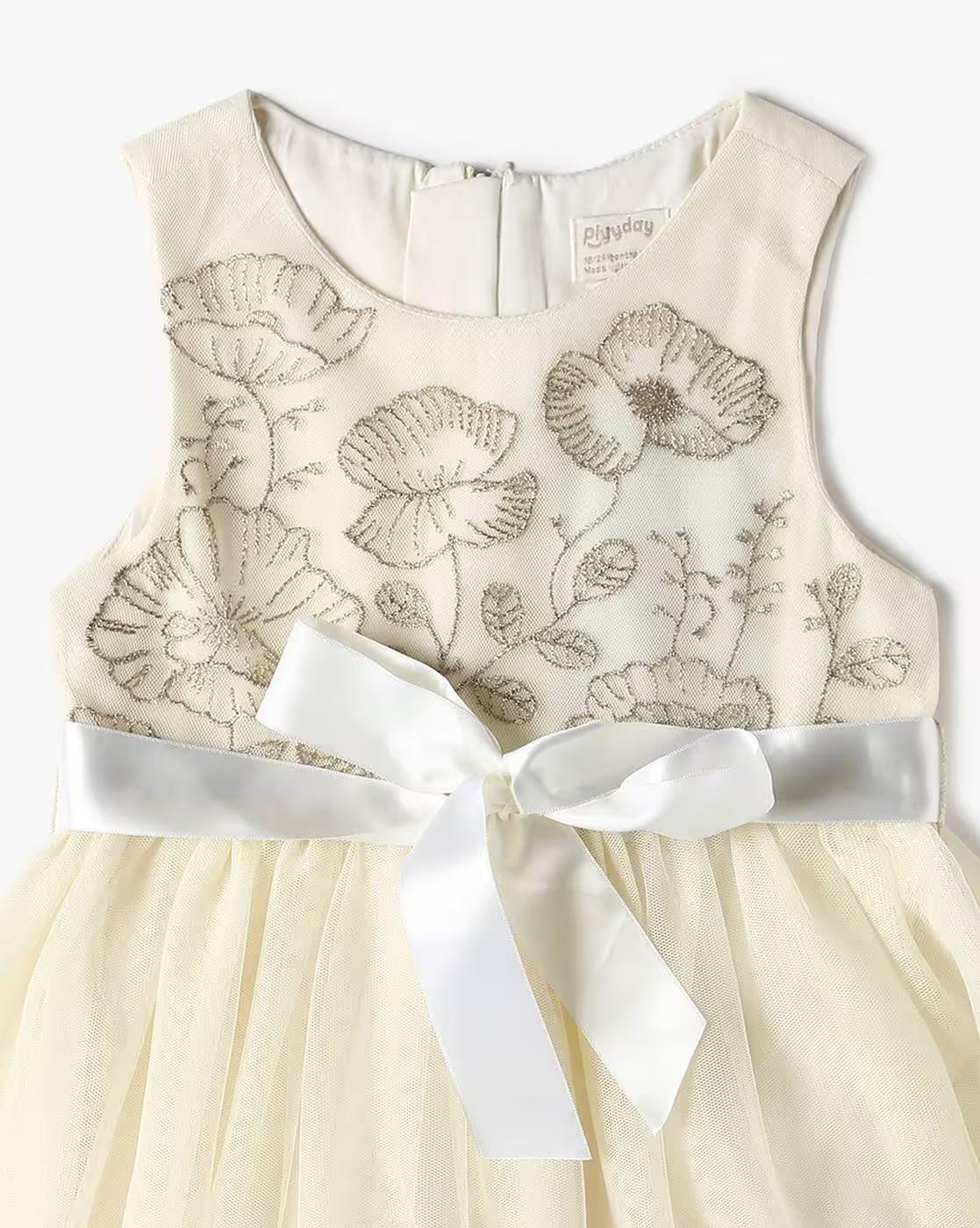 EMBROIDERED DRESS, CREAM, 6-12M