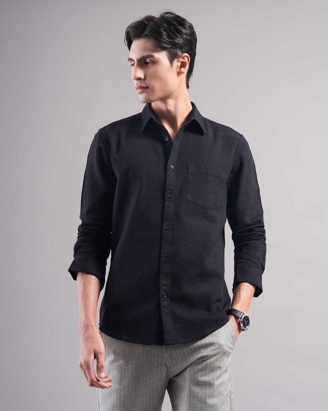 Men Slim Fit Paddy Cotton Shirt with Patch Pocket