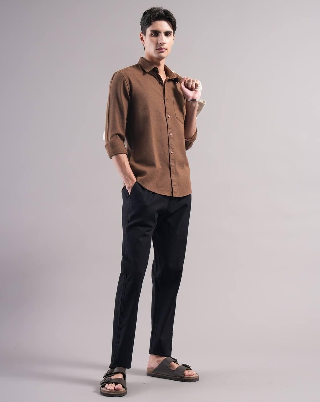 Men Slim Fit Paddy Cotton Shirt with Patch Pocket
