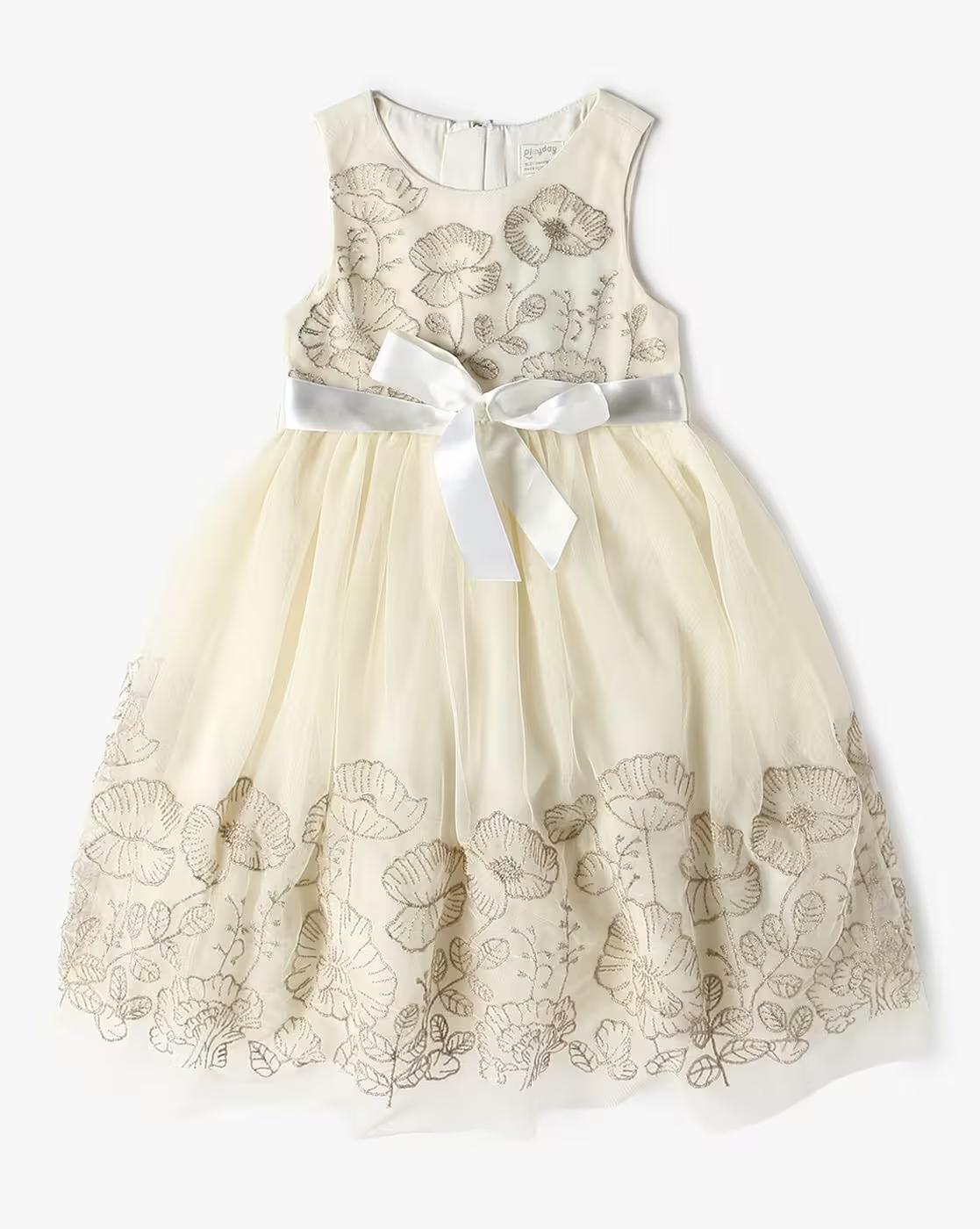 EMBROIDERED DRESS, CREAM, 6-12M