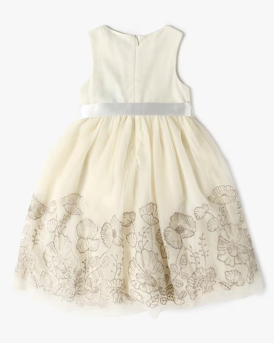 EMBROIDERED DRESS, CREAM, 6-12M