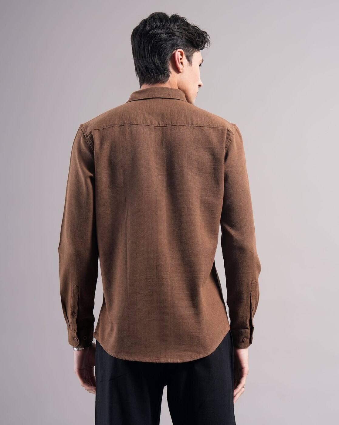 Men Slim Fit Paddy Cotton Shirt with Patch Pocket