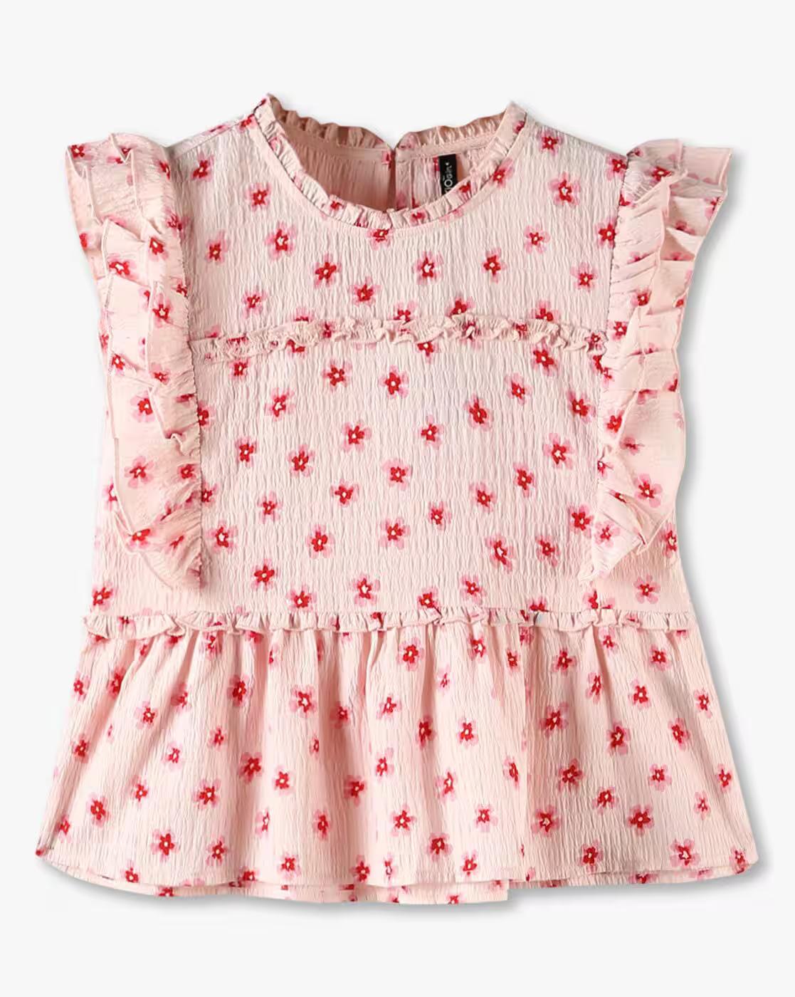 Girls Floral Print Regular Fit Top