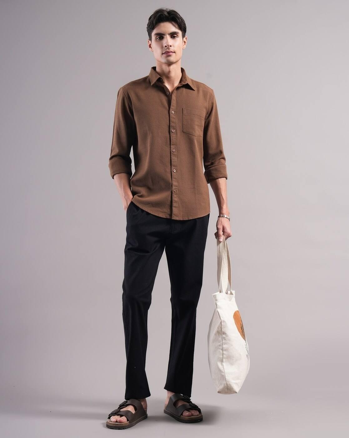 Men Slim Fit Paddy Cotton Shirt with Patch Pocket