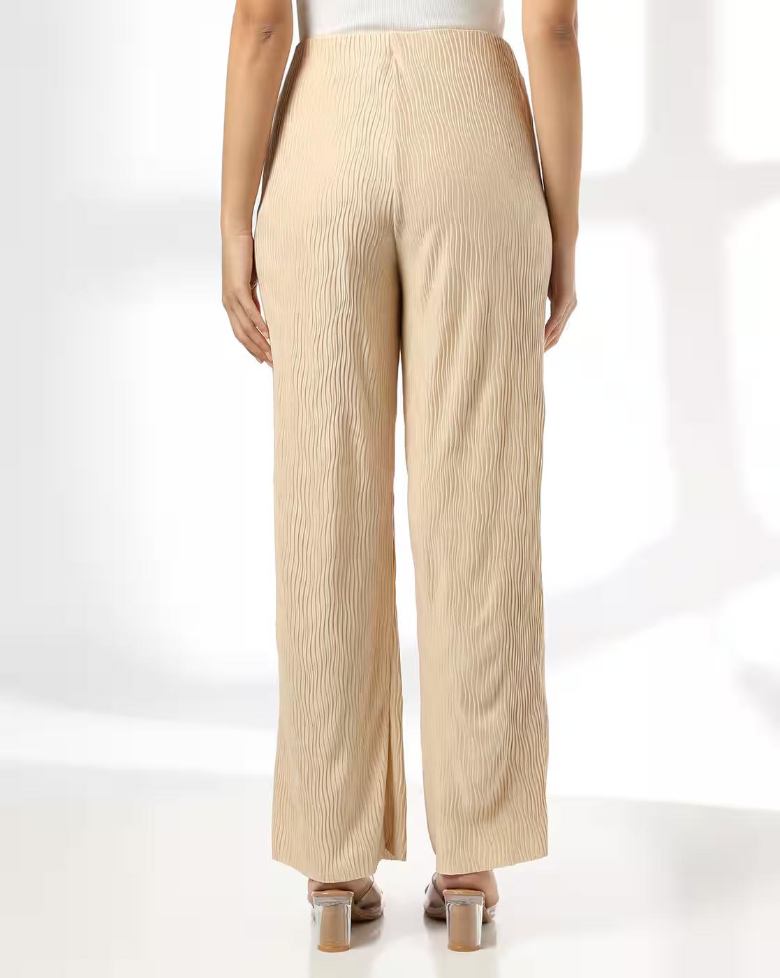 Women Striped Flared Flat-Front Trousers