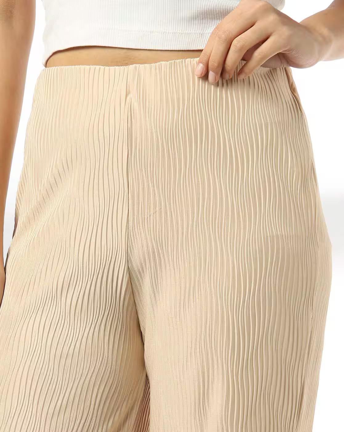 Women Striped Flared Flat-Front Trousers