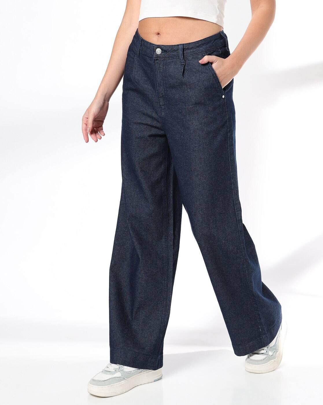 Women Lightly Washed High-Rise Wide-Leg Jeans