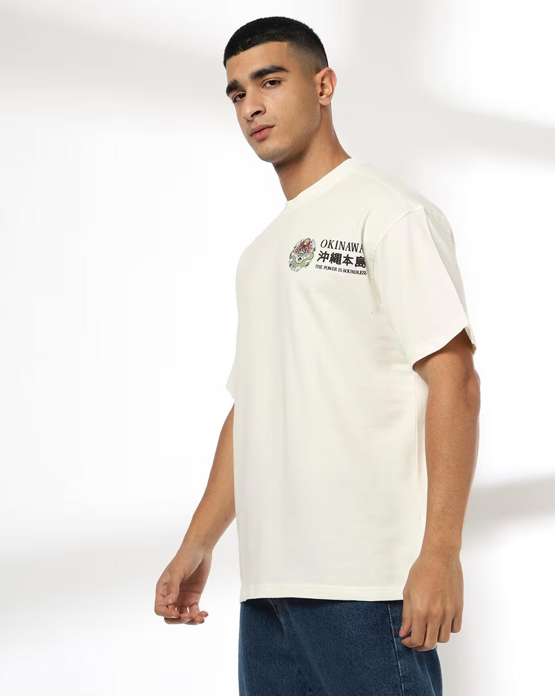 Men Graphic Print Boxy Fit Crew-Neck T-Shirt