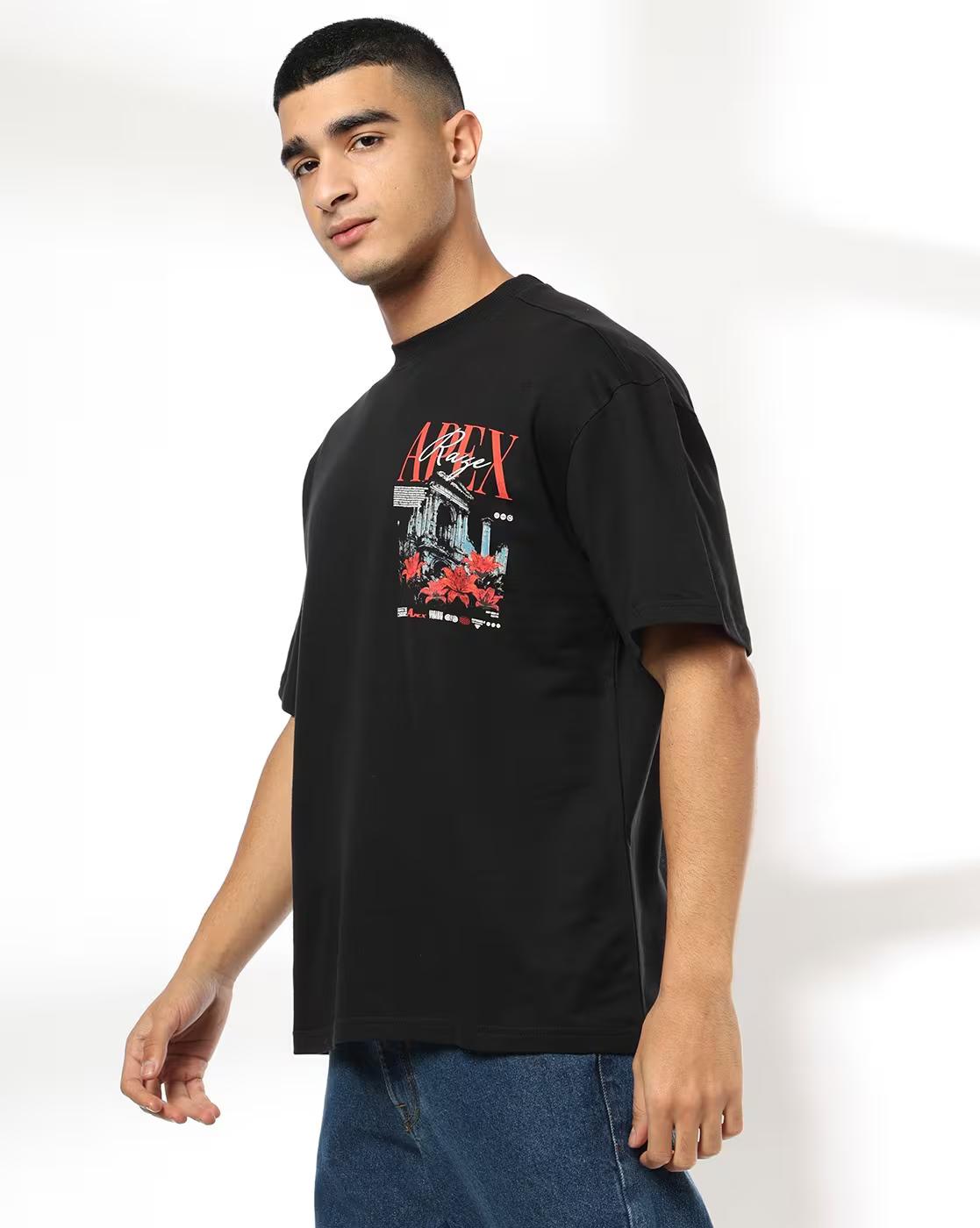 Men Graphic Print Boxy Fit Crew-Neck T-Shirt