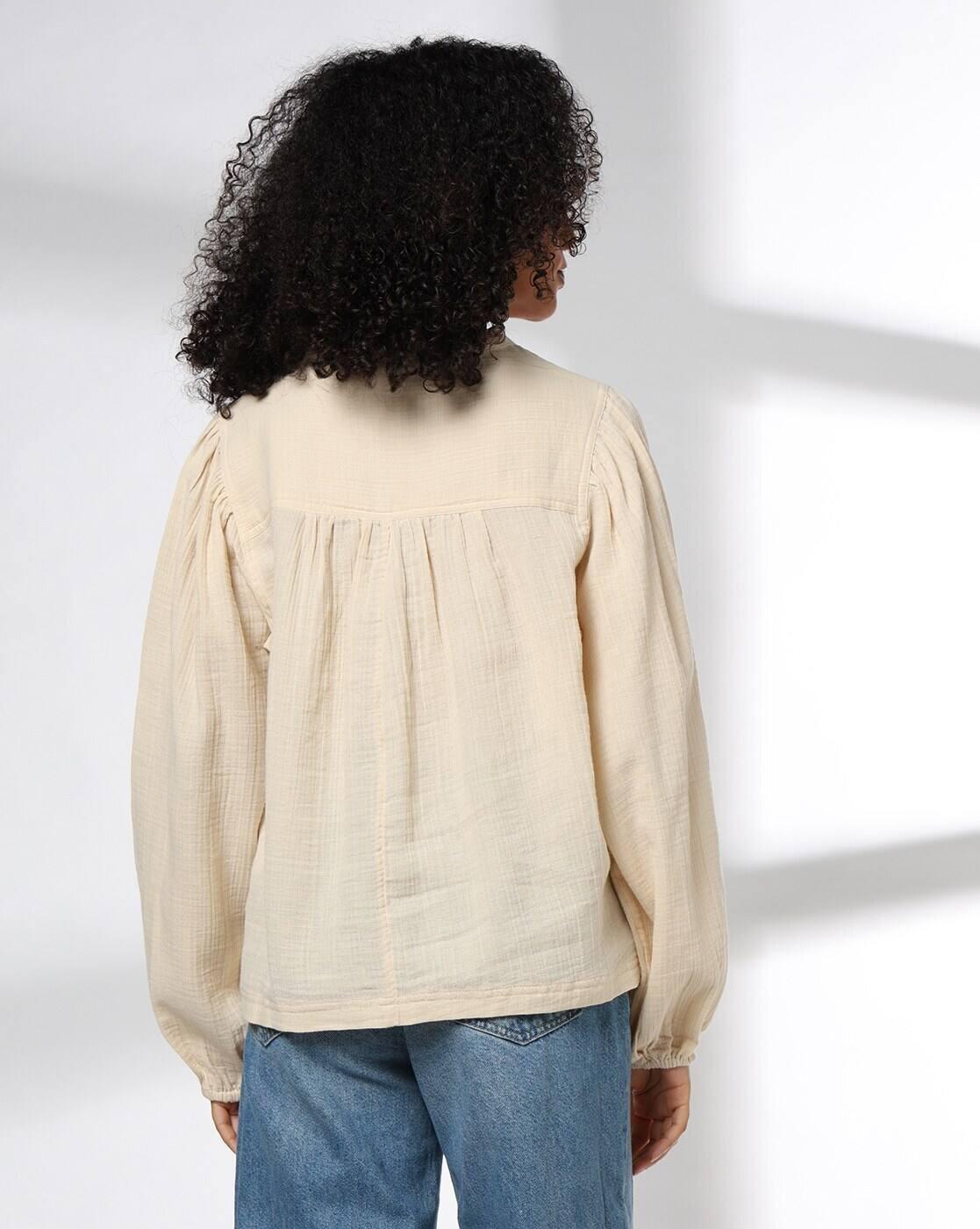 Women Embroidered Regular Fit Y-Notch Neck Top