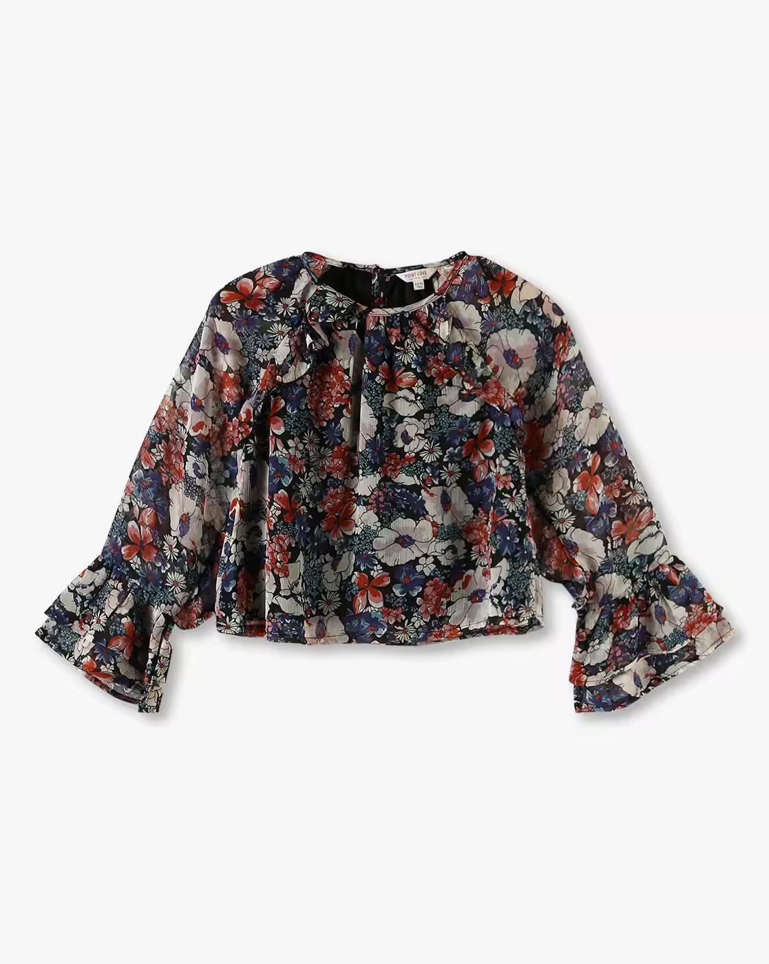 FLARE SLEEVE TOP, MULTI, 3-4Y