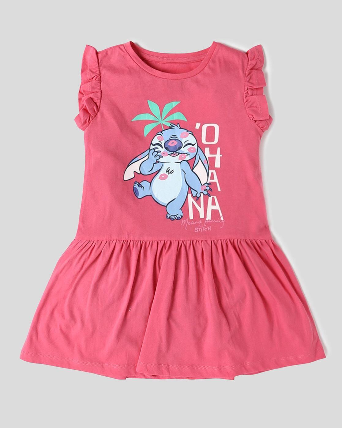 Girls Lilo Stitch Relaxed Round-Neck Dress