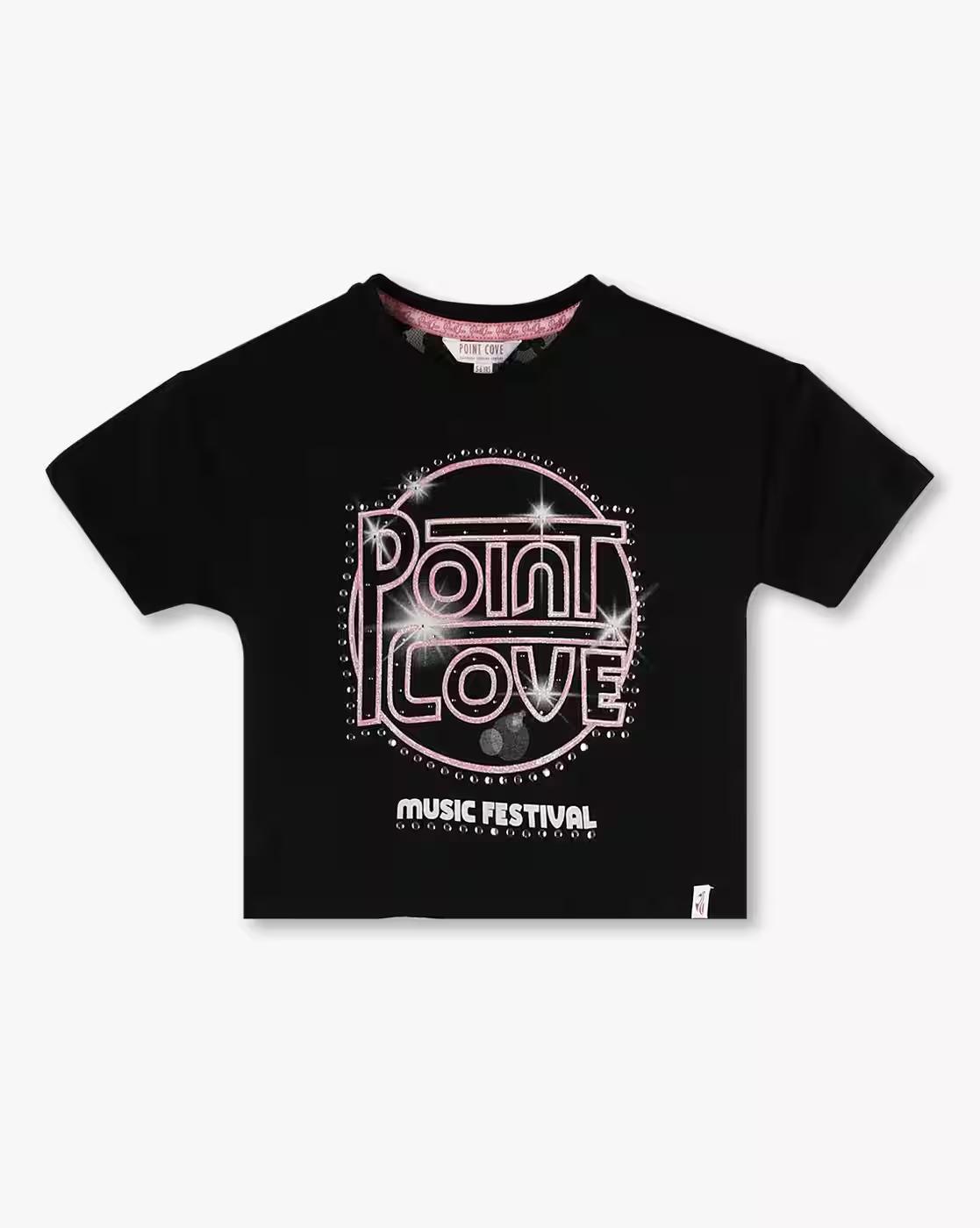 Girls Lace Hang Down Boxy Fit Round-Neck T-Shirt