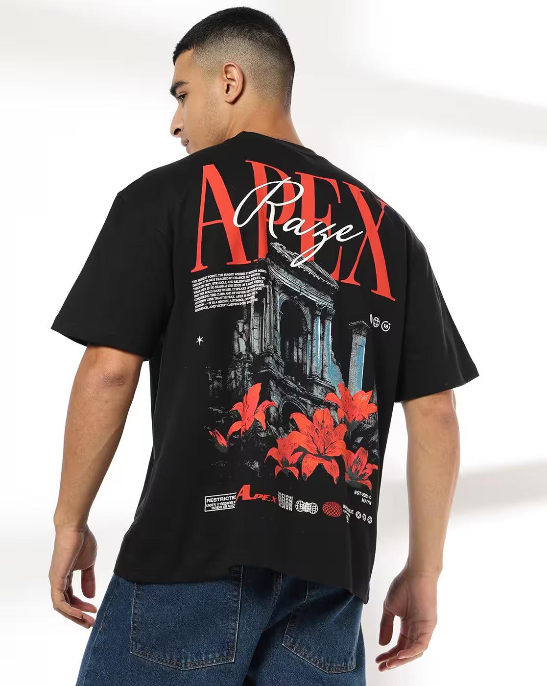Men Graphic Print Boxy Fit Crew-Neck T-Shirt