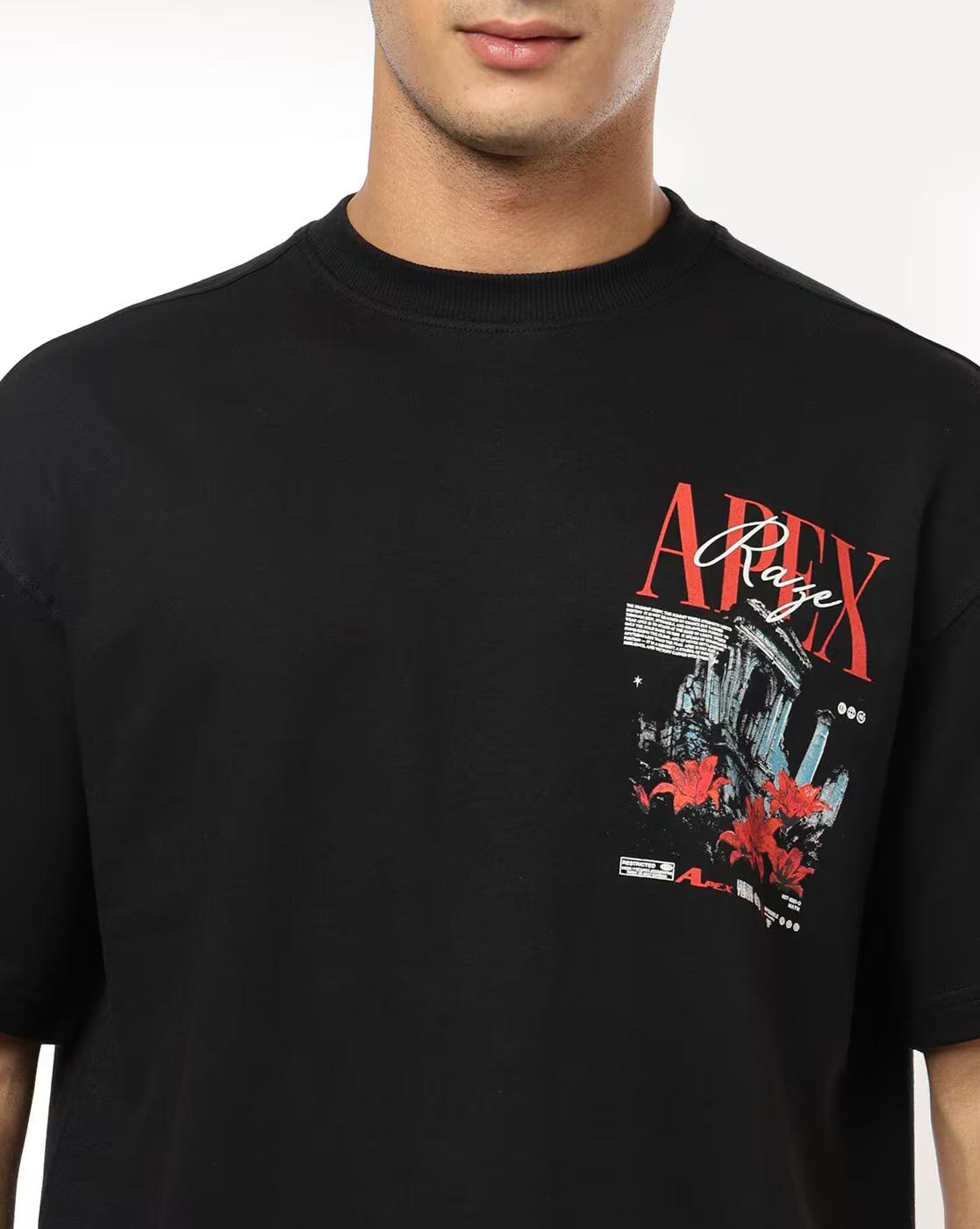 Men Graphic Print Boxy Fit Crew-Neck T-Shirt