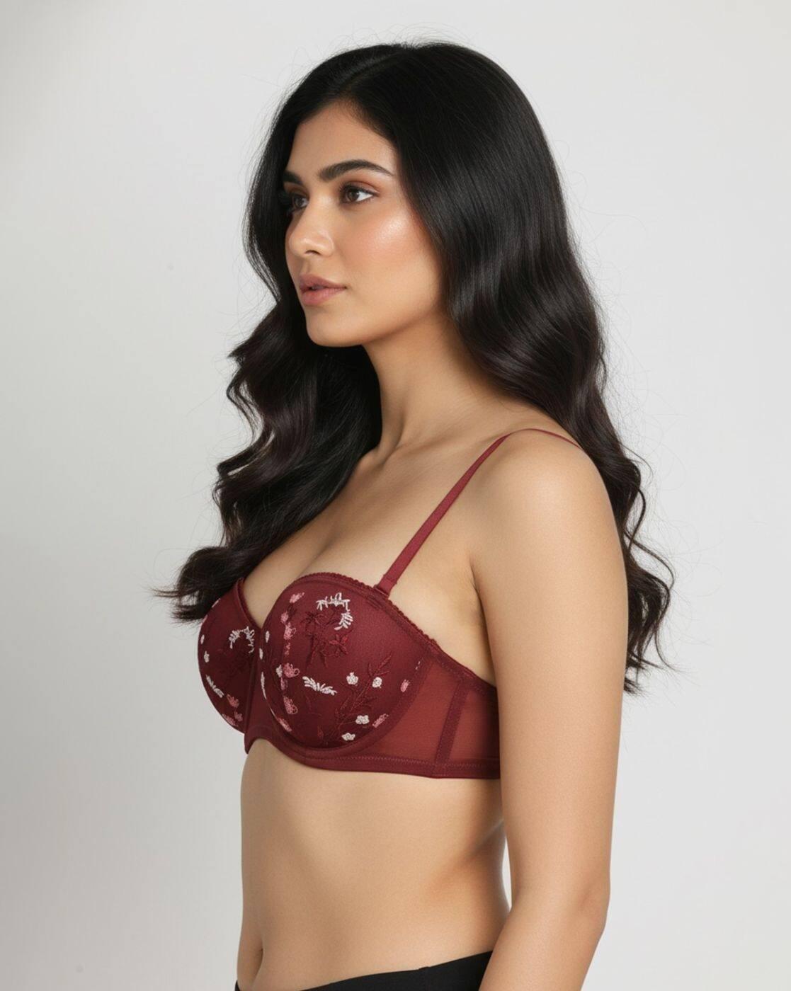 Wild Rose Padded Wired Medium Coverage Strapless Bra