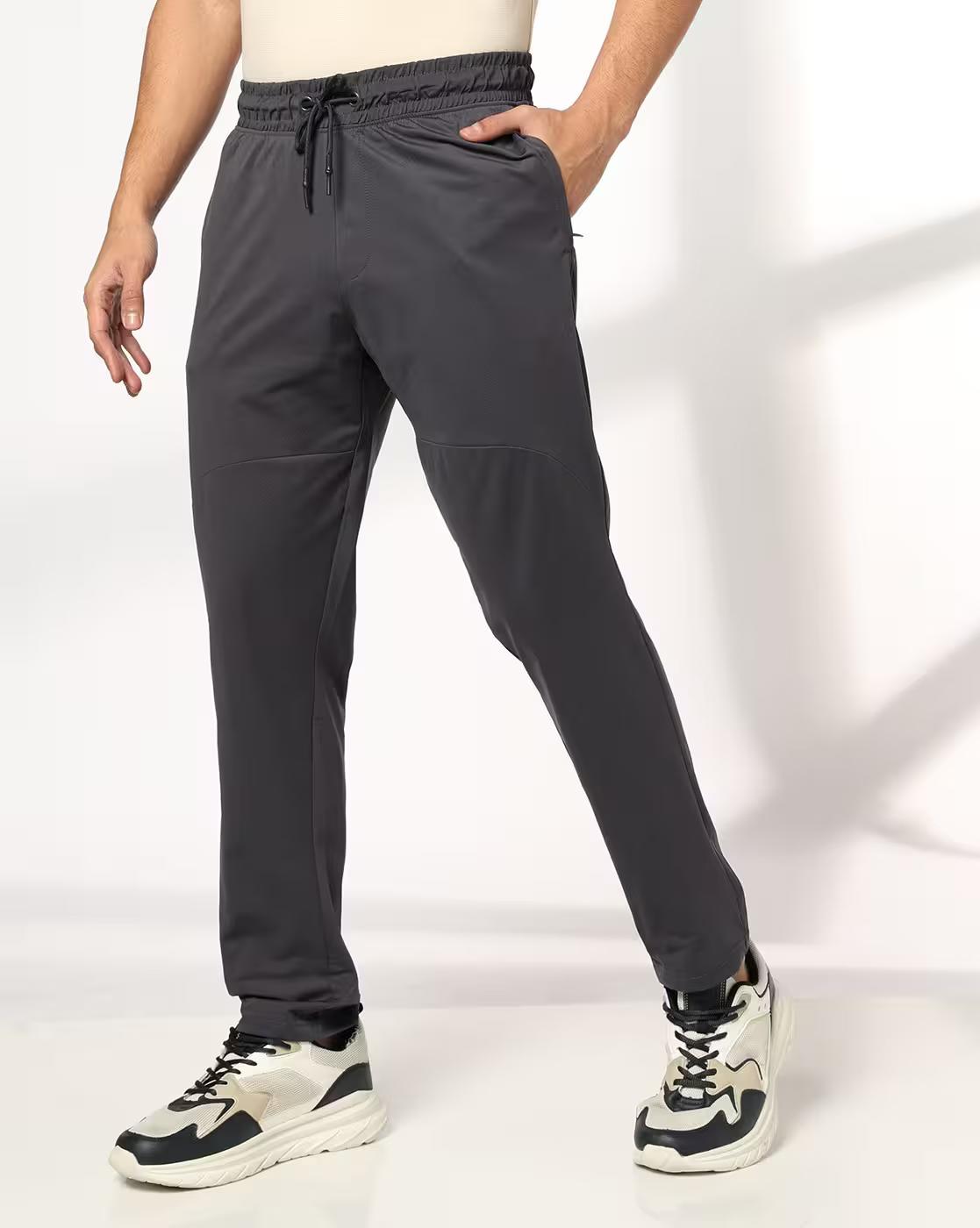 Men Straight Track Pants with Zipper Pockets