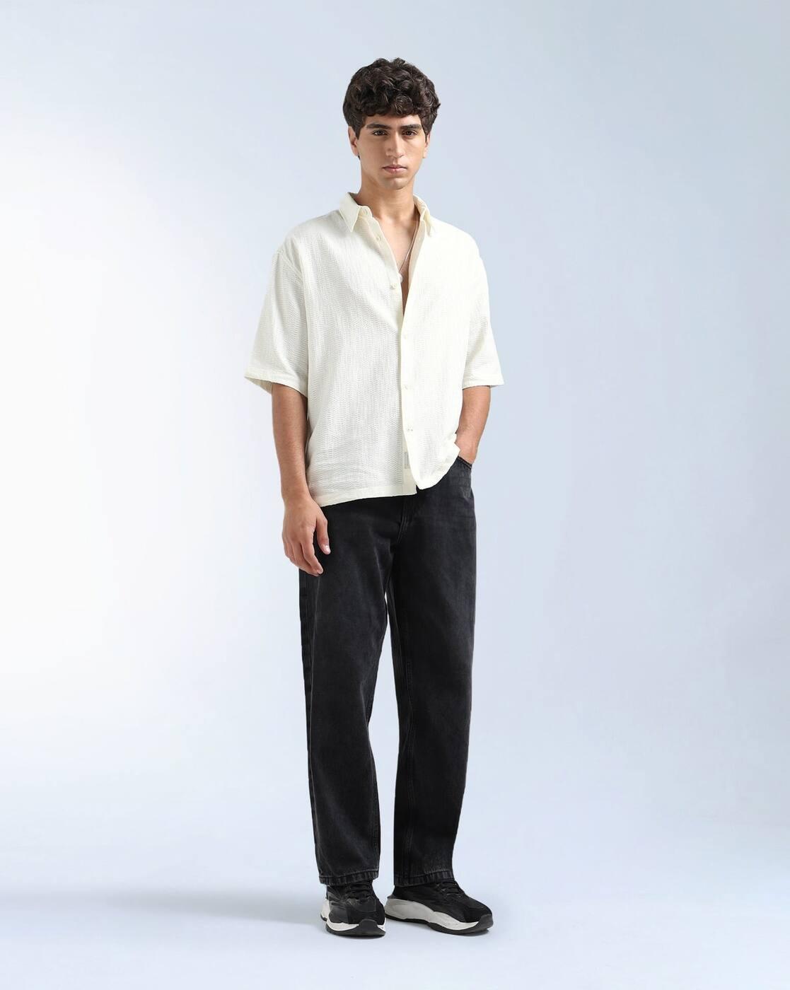 Oversized Fit Jaquard Shirt