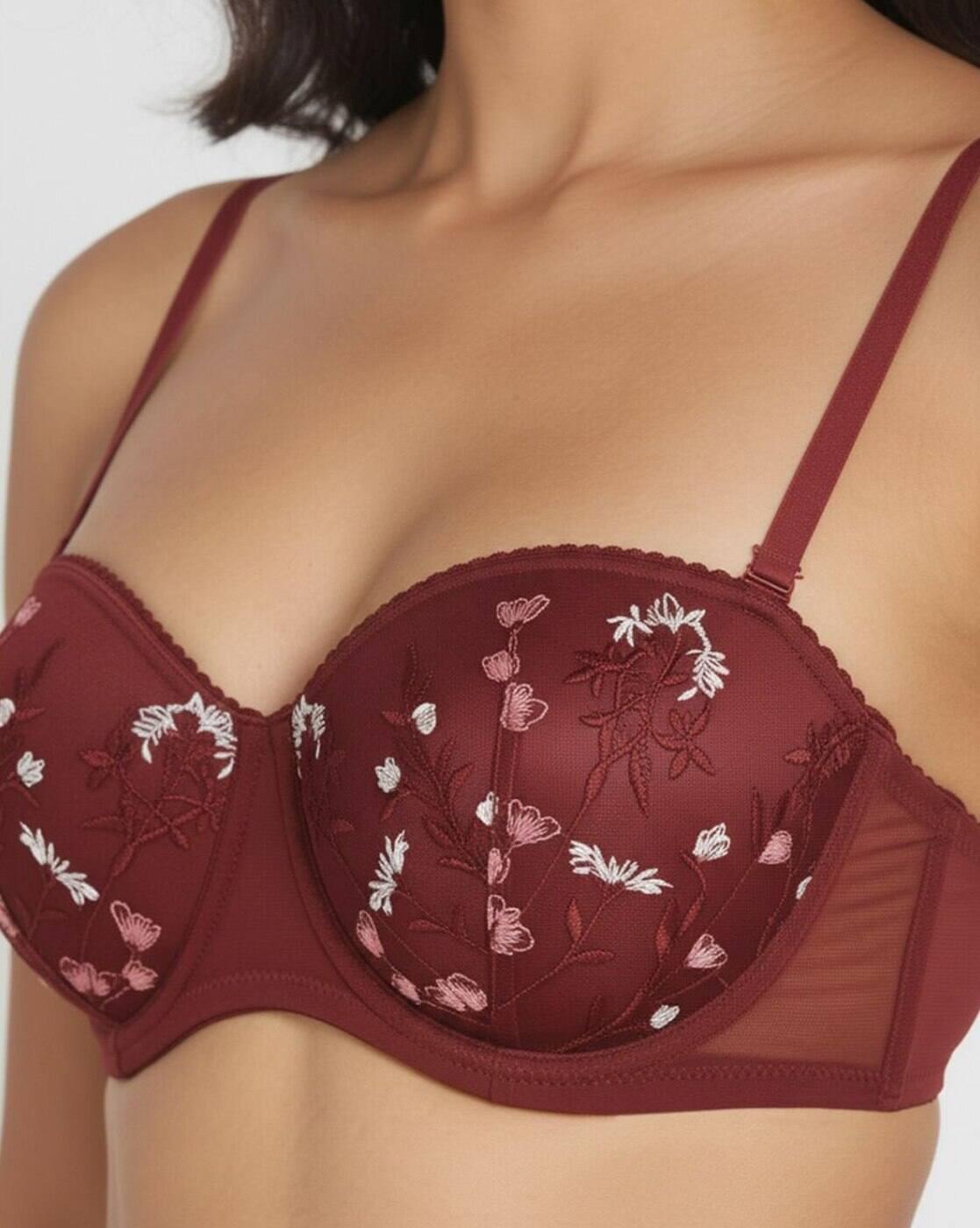 Wild Rose Padded Wired Medium Coverage Strapless Bra