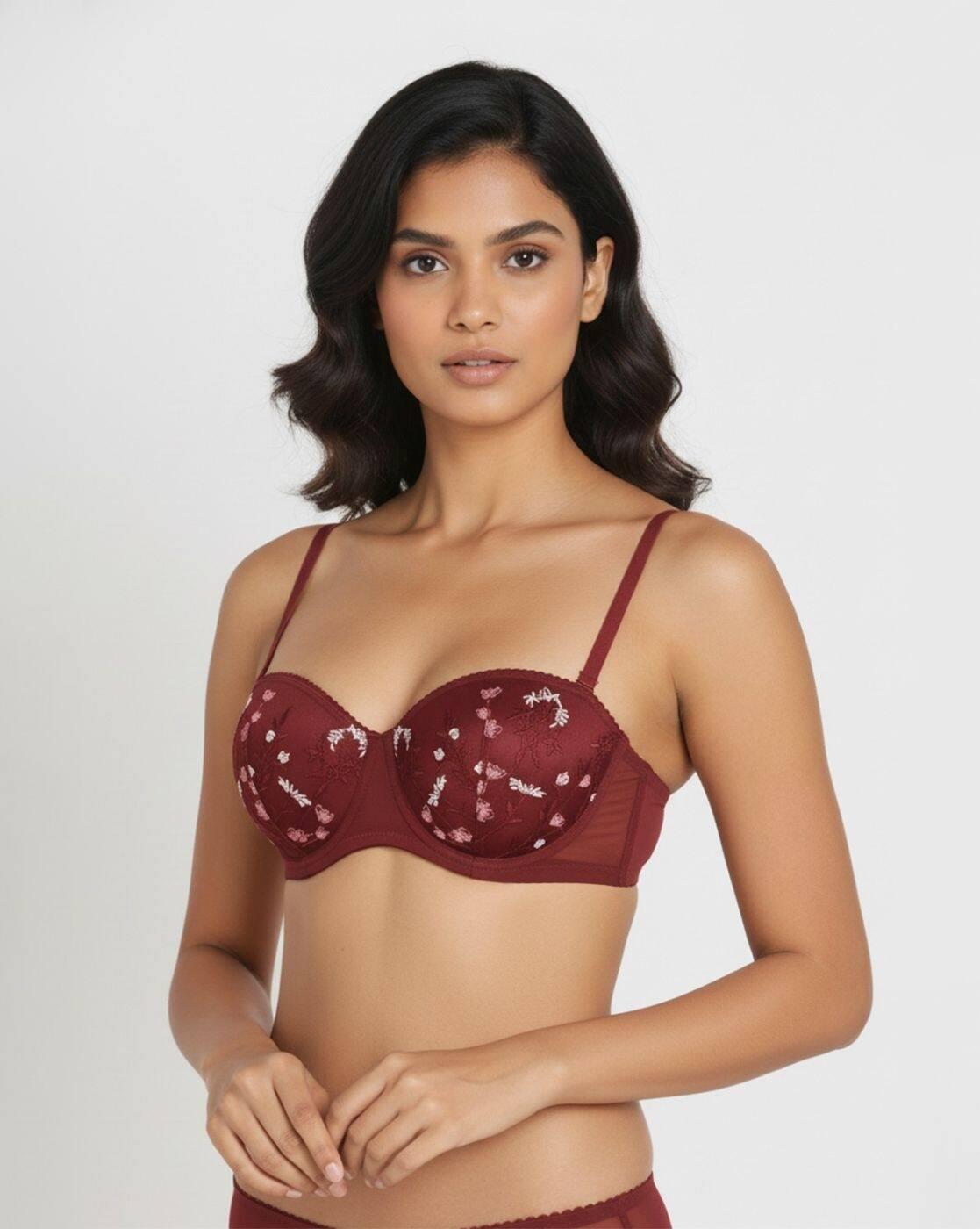 Wild Rose Padded Wired Medium Coverage Strapless Bra
