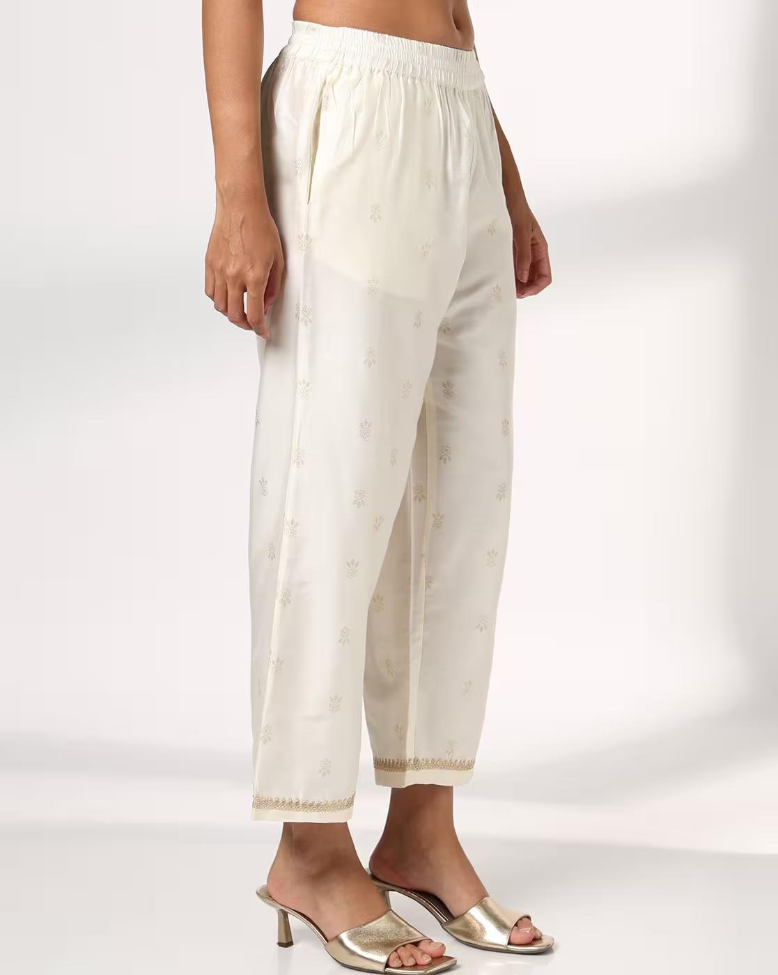 PRINTED PALAZZO, BEIGE, L