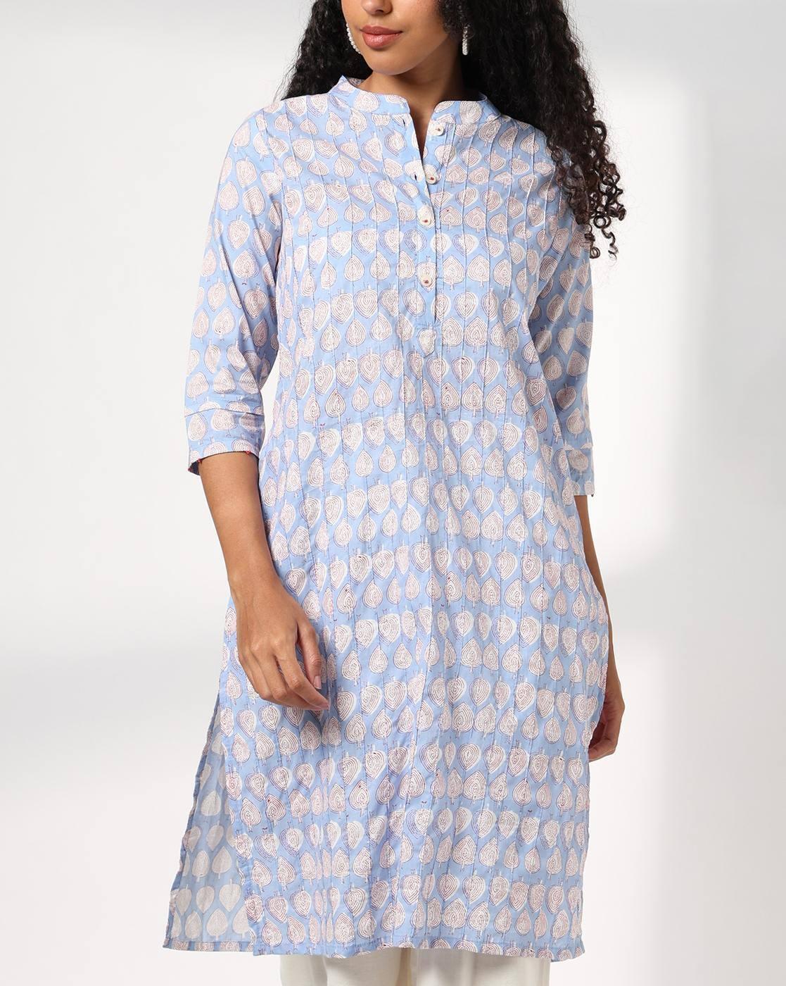 Women Leaf Print Straight Kurta