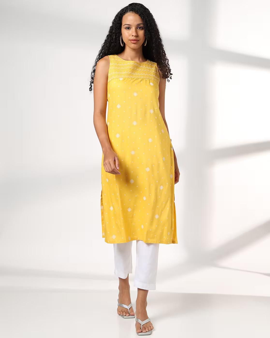Women Embroidered Straight Kurta