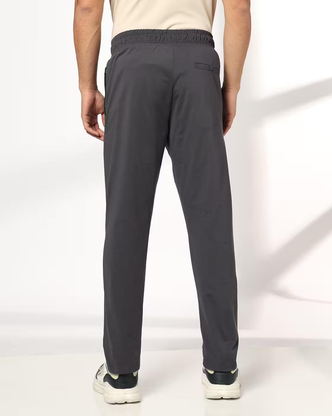 Men Straight Track Pants with Zipper Pockets