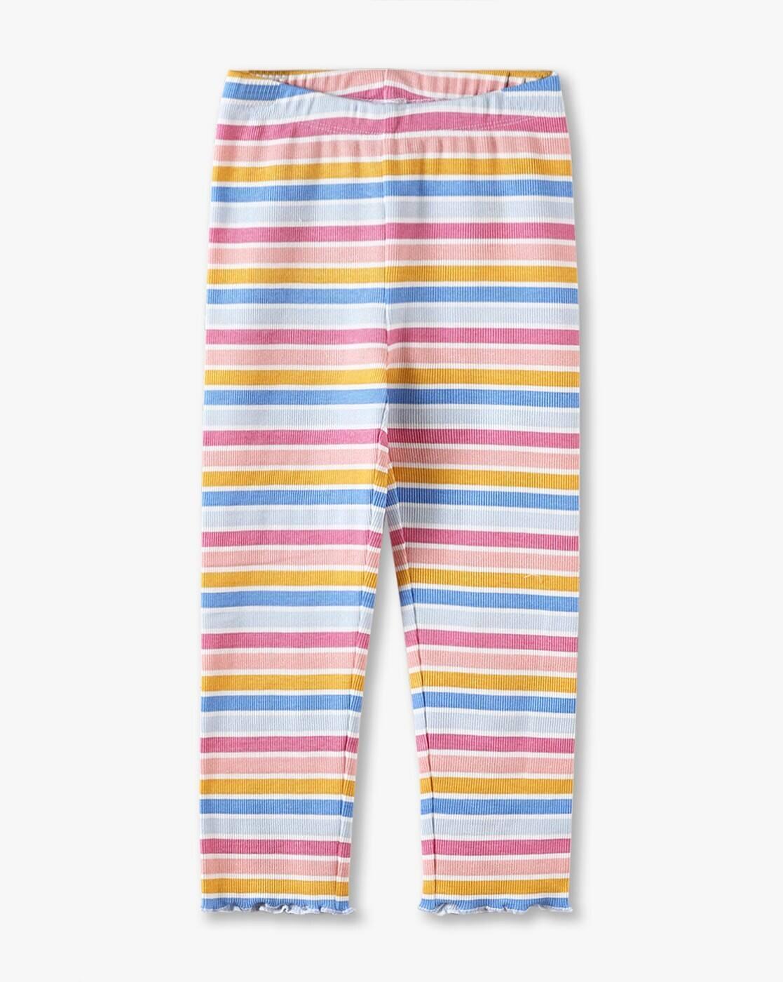 Girls Striped Leggings with Elasticated Waist
