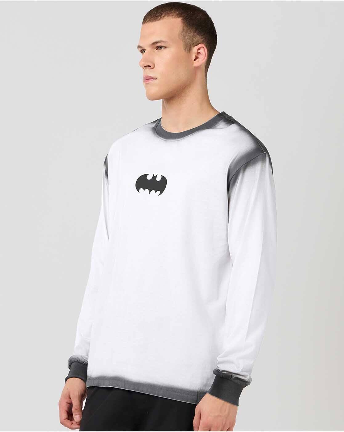 DC - Men's White Batman Graphic Printed Oversized T-shirt