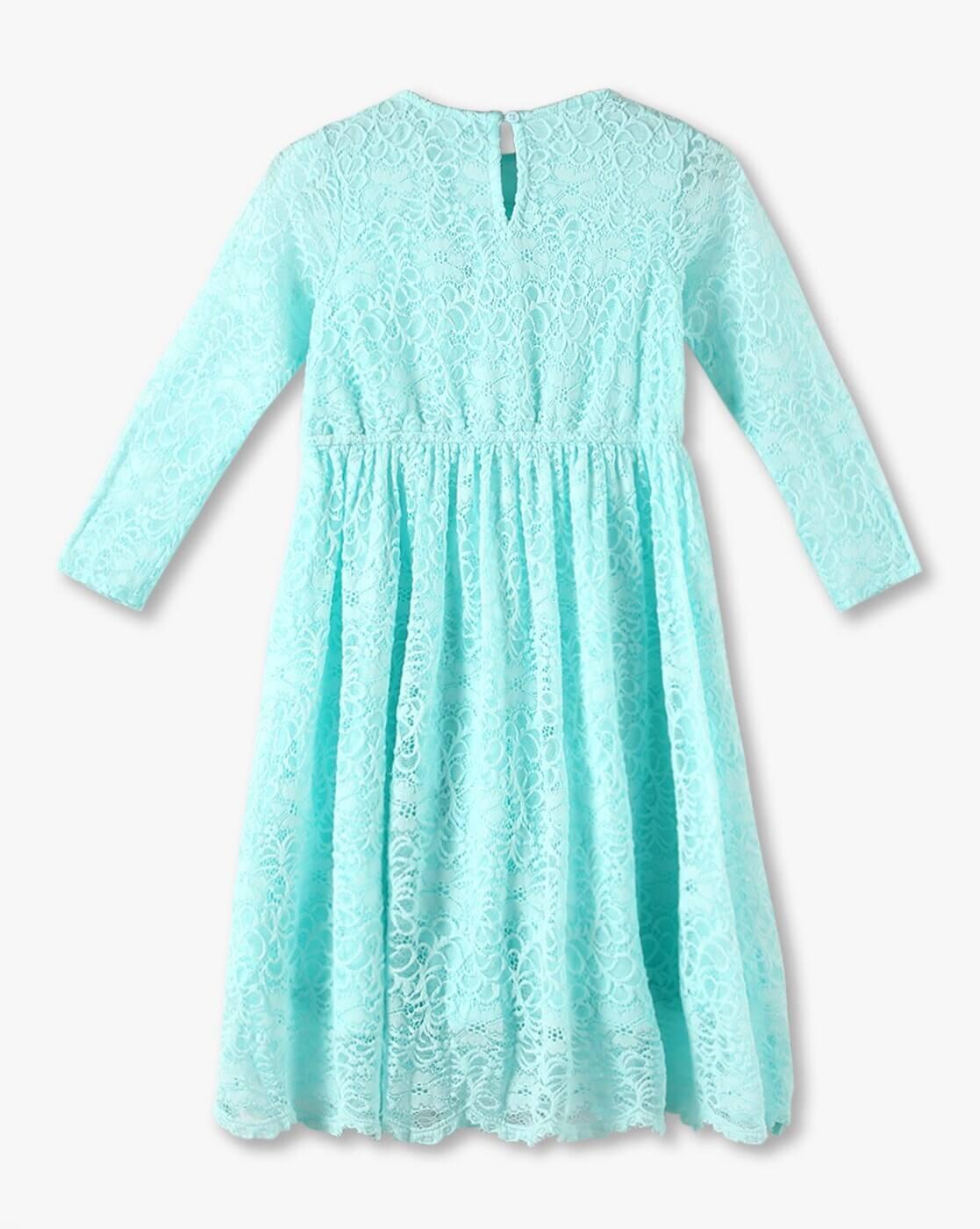 LACE DRESS, TURQ, 3-4Y