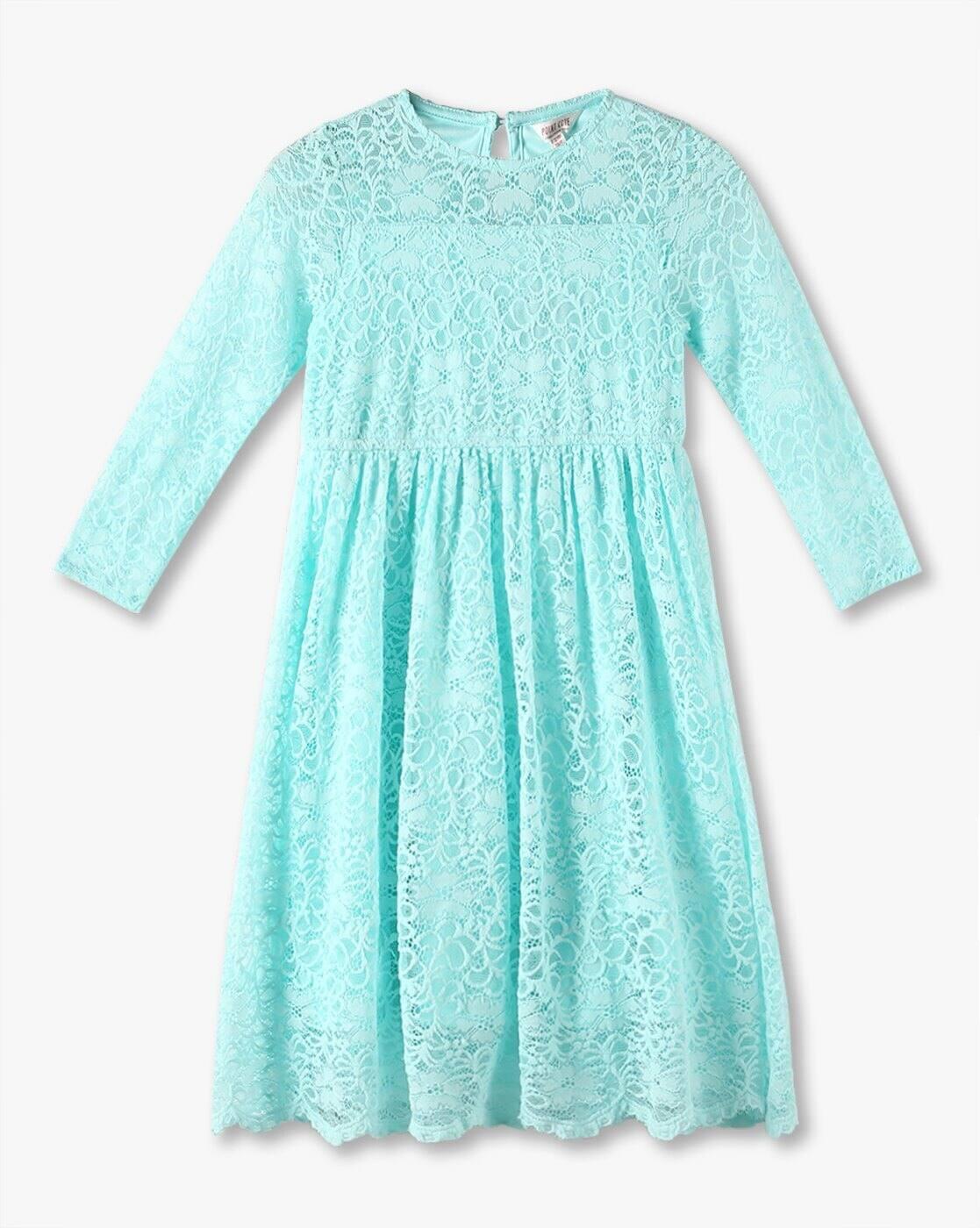 LACE DRESS, TURQ, 3-4Y