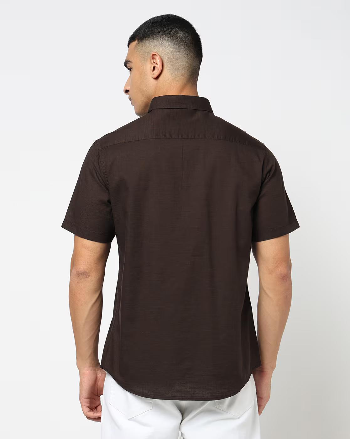 Men Regular Fit Shirt with Patch Pocket