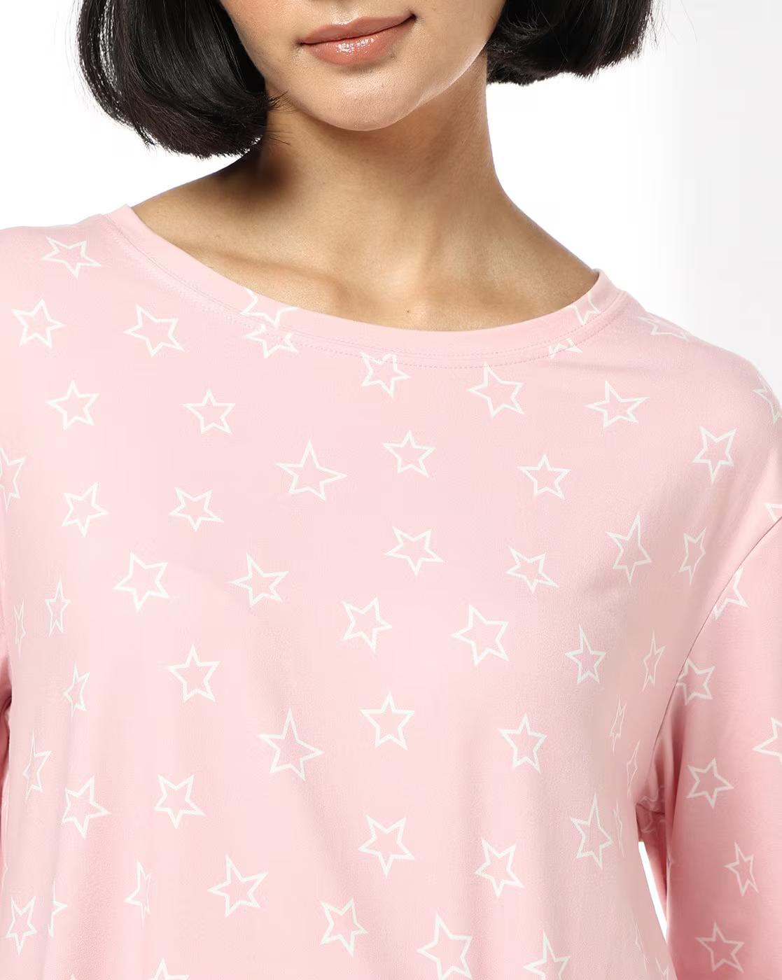 Women Star Print Top & Pyjamas Set