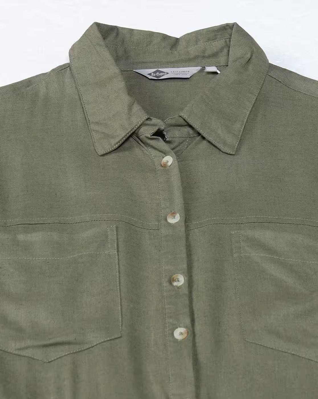 Women Shirt Dress with Patch Pockets