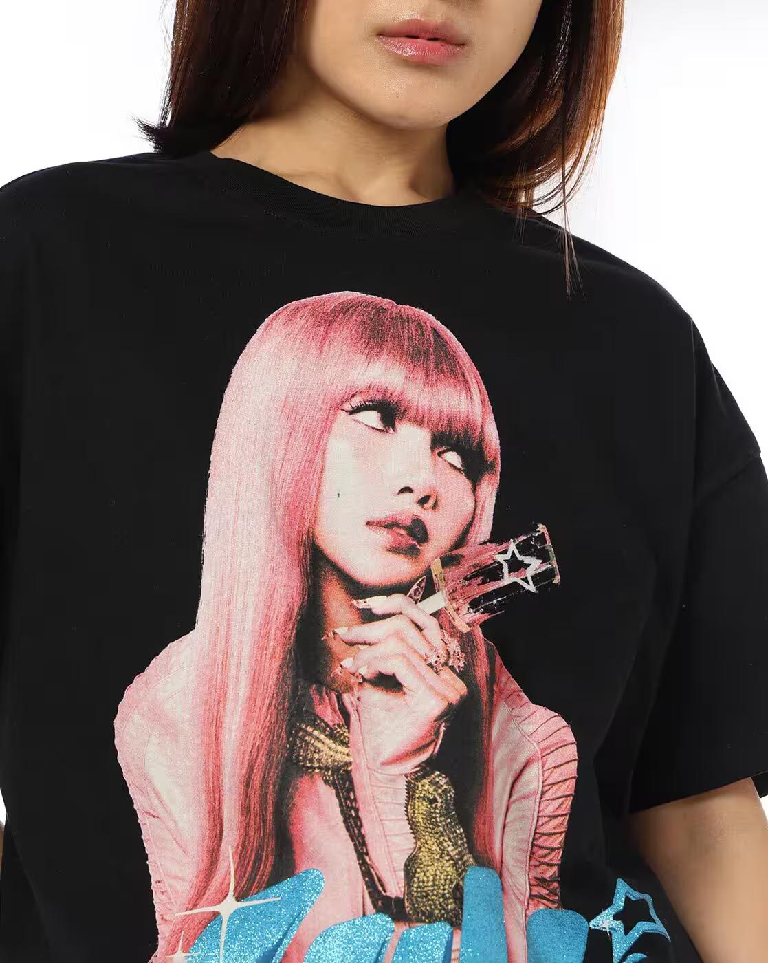 Women Graphic Print Oversized Crew-Neck T-Shirt