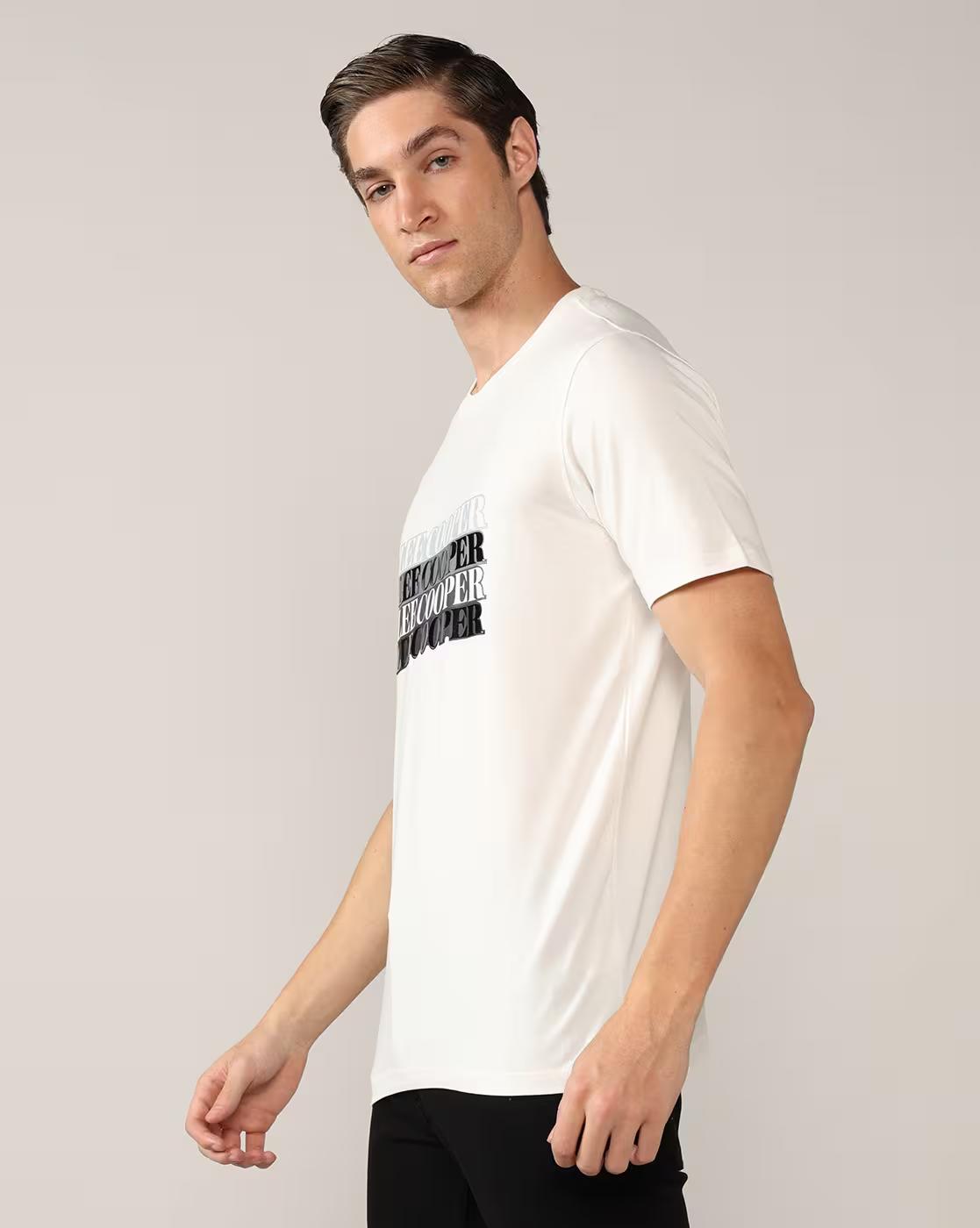 Men Logo Print Regular Fit Crew-Neck T-Shirt