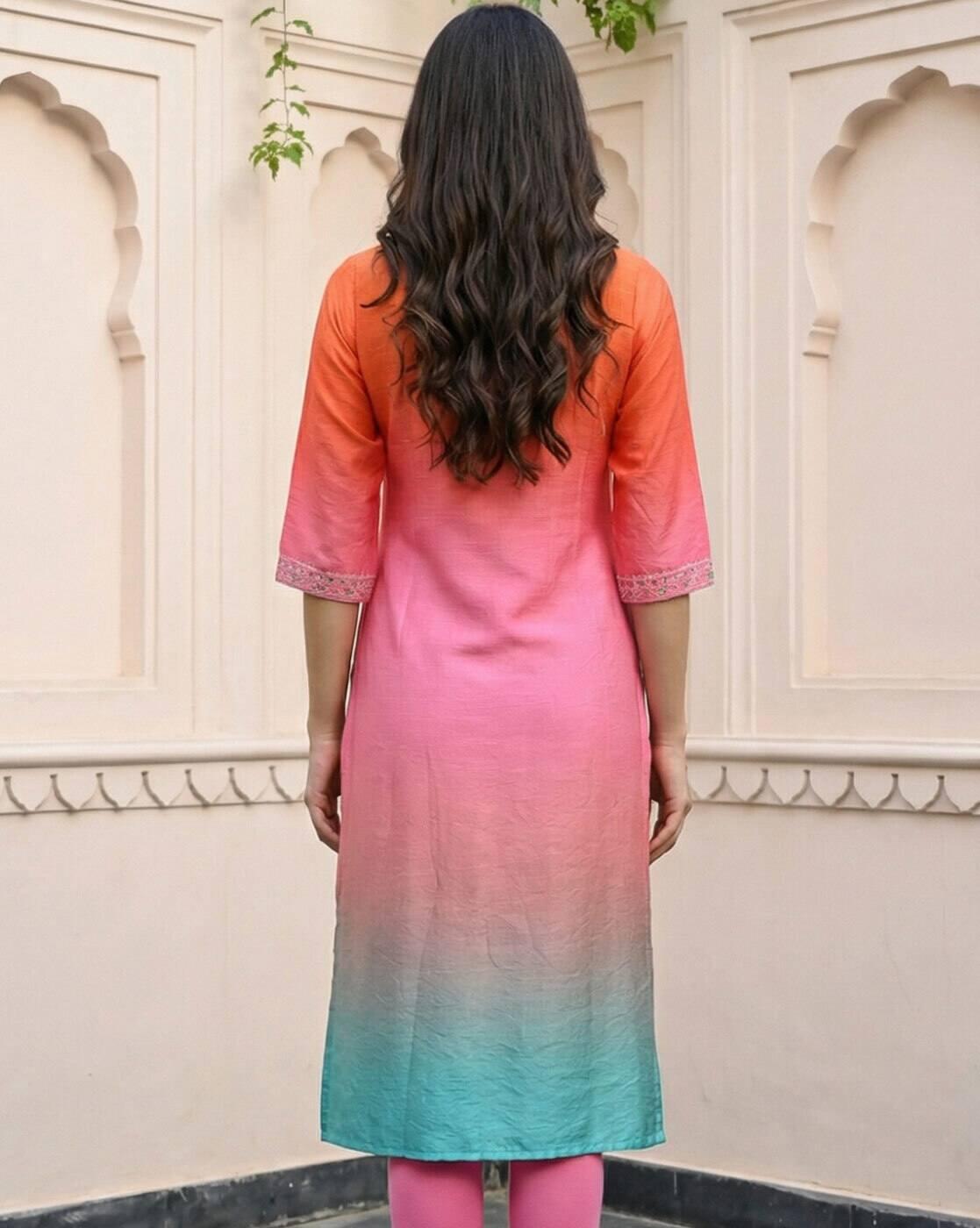 Women Ombre-Dyed Straight Kurta