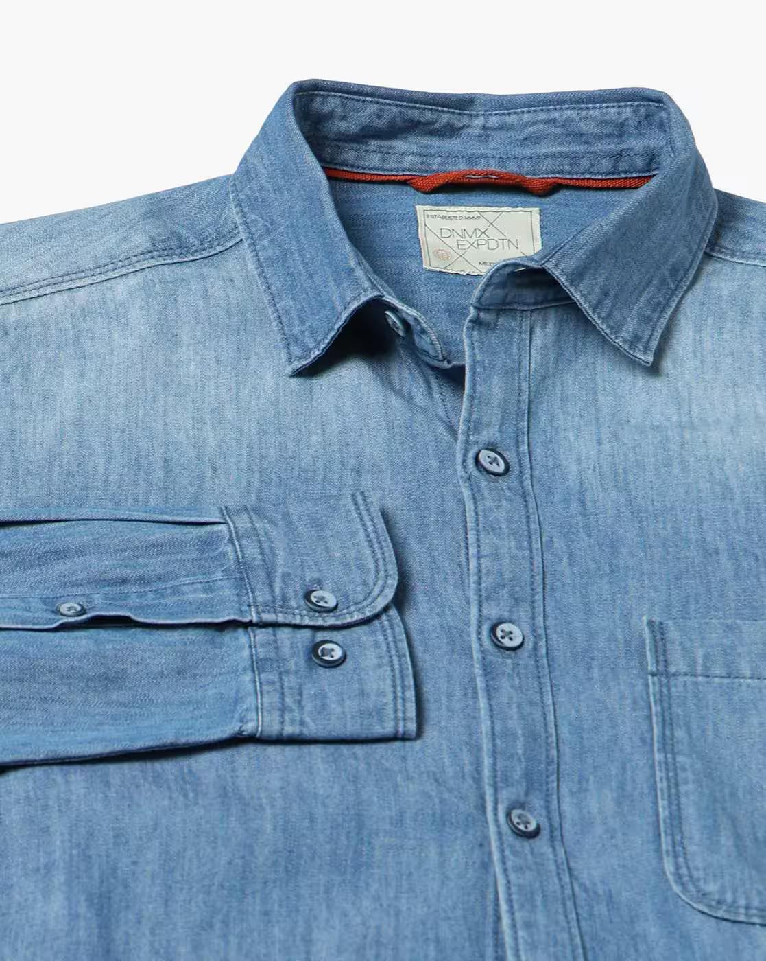 Men Washed Regular Fit Denim Shirt