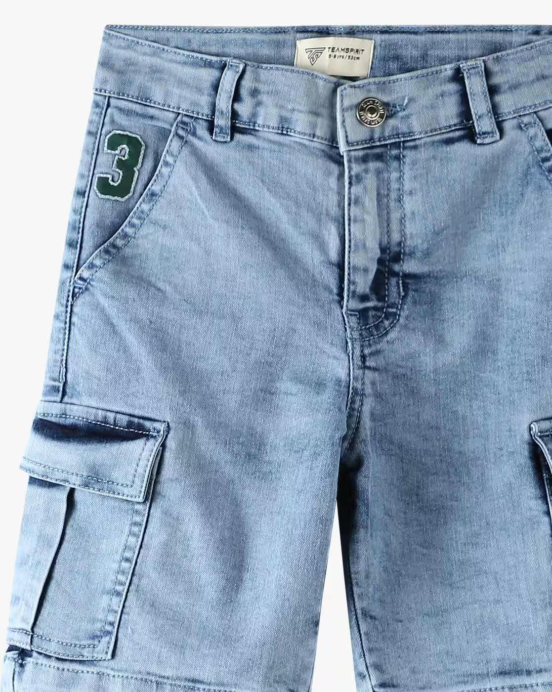 Boys Regular Fit Denim Cargo Shorts