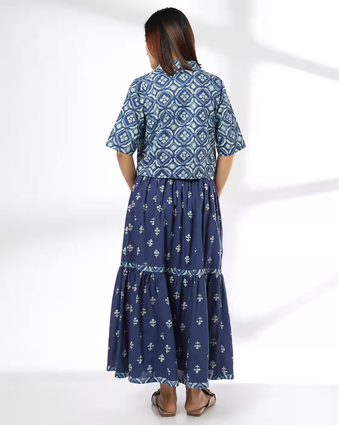 REGULAR COLLAR CROP TOP TIE, INDIGO, XXL