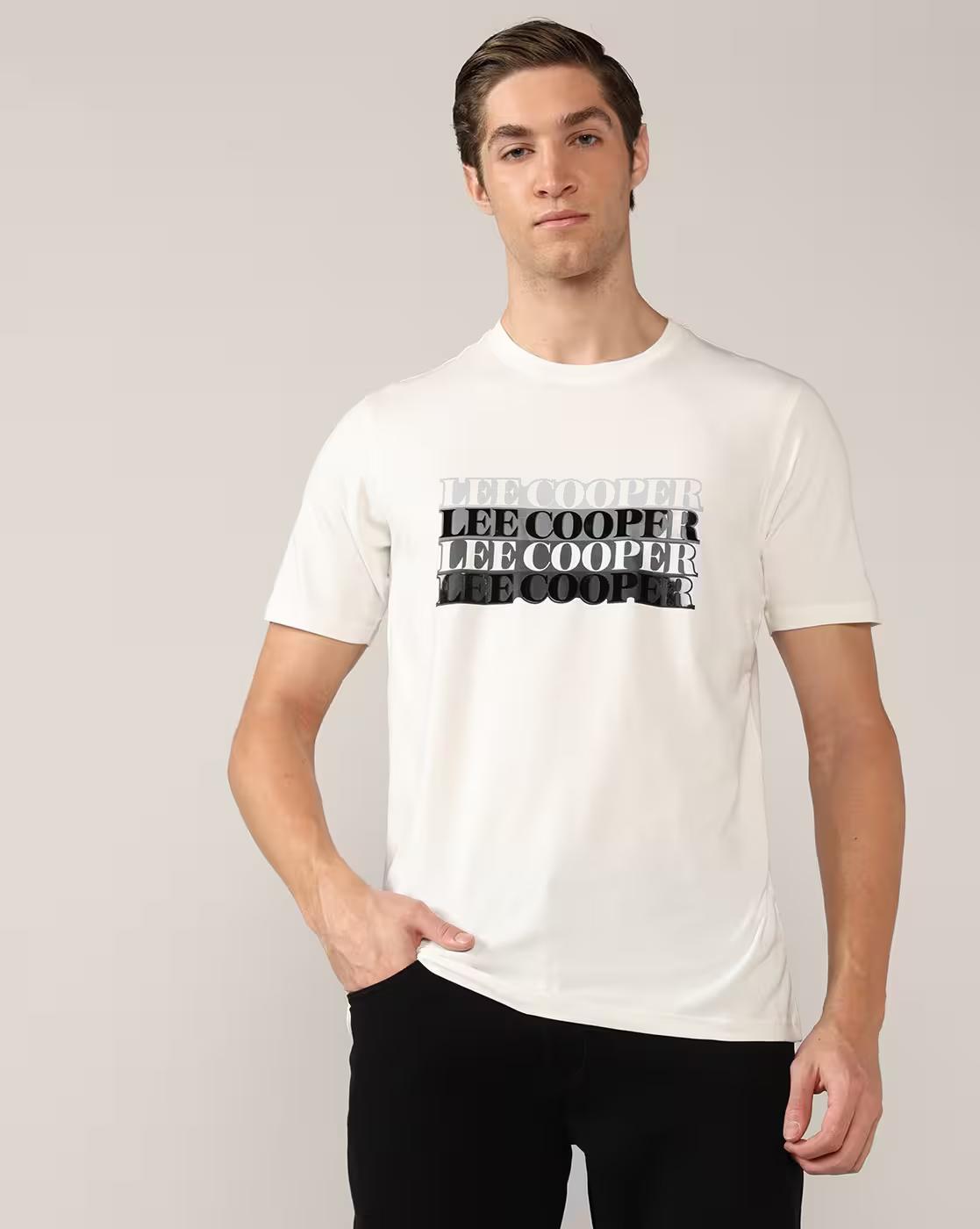 Men Logo Print Regular Fit Crew-Neck T-Shirt
