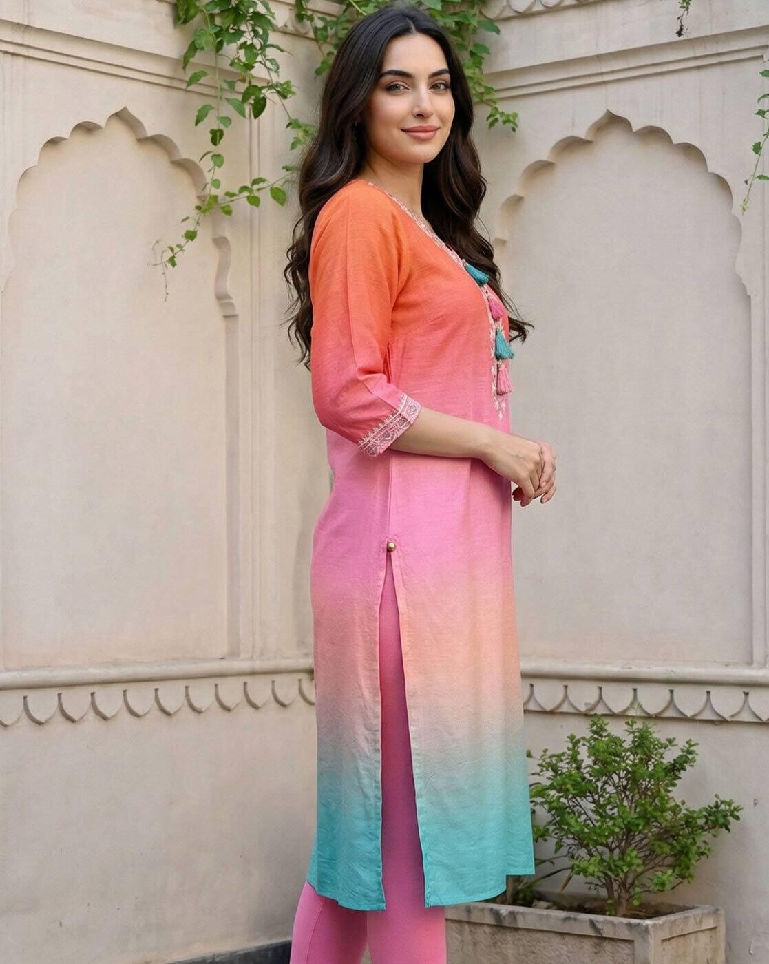 Women Ombre-Dyed Straight Kurta