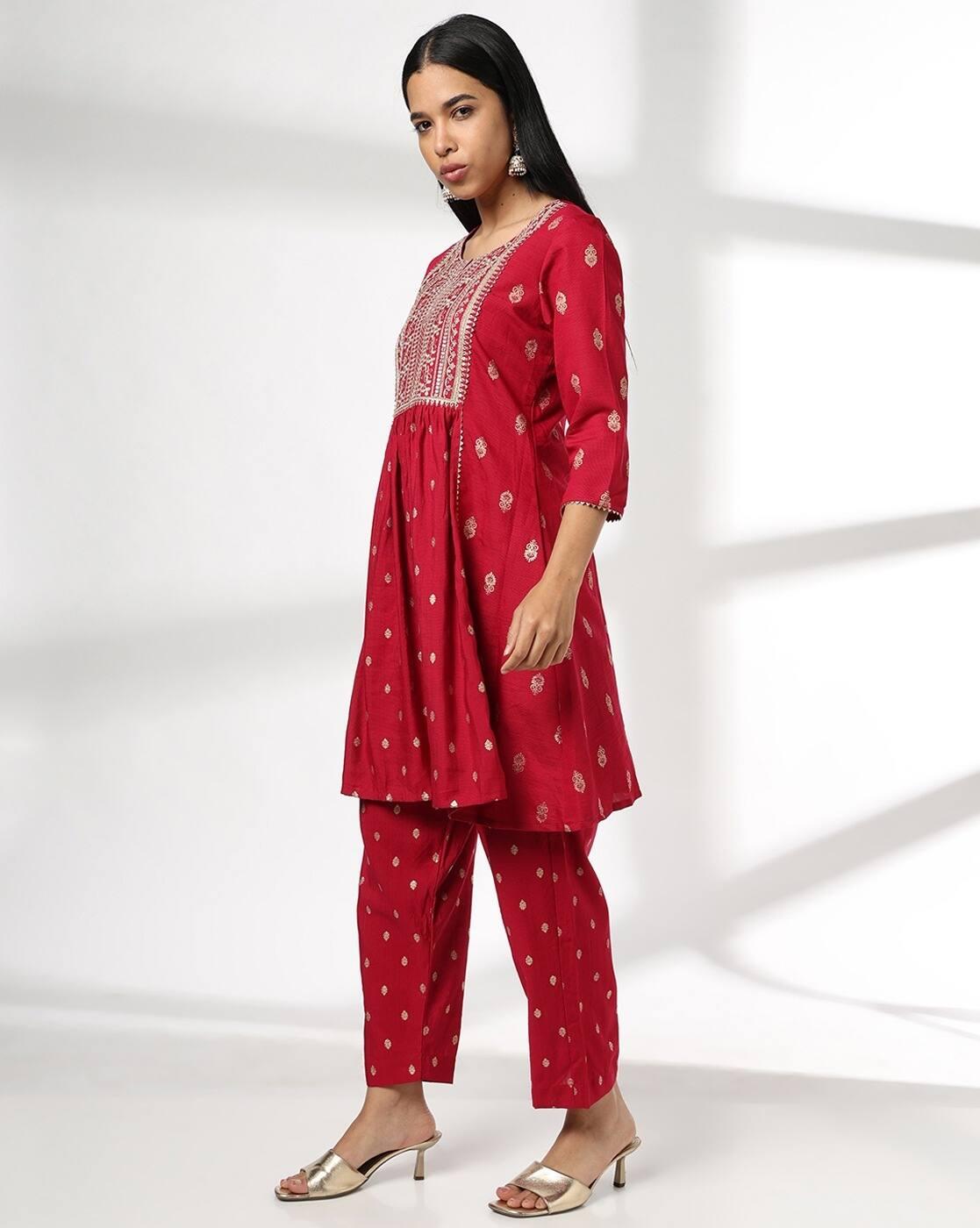 Women Embroidered Flared Kurta & Salwar Set