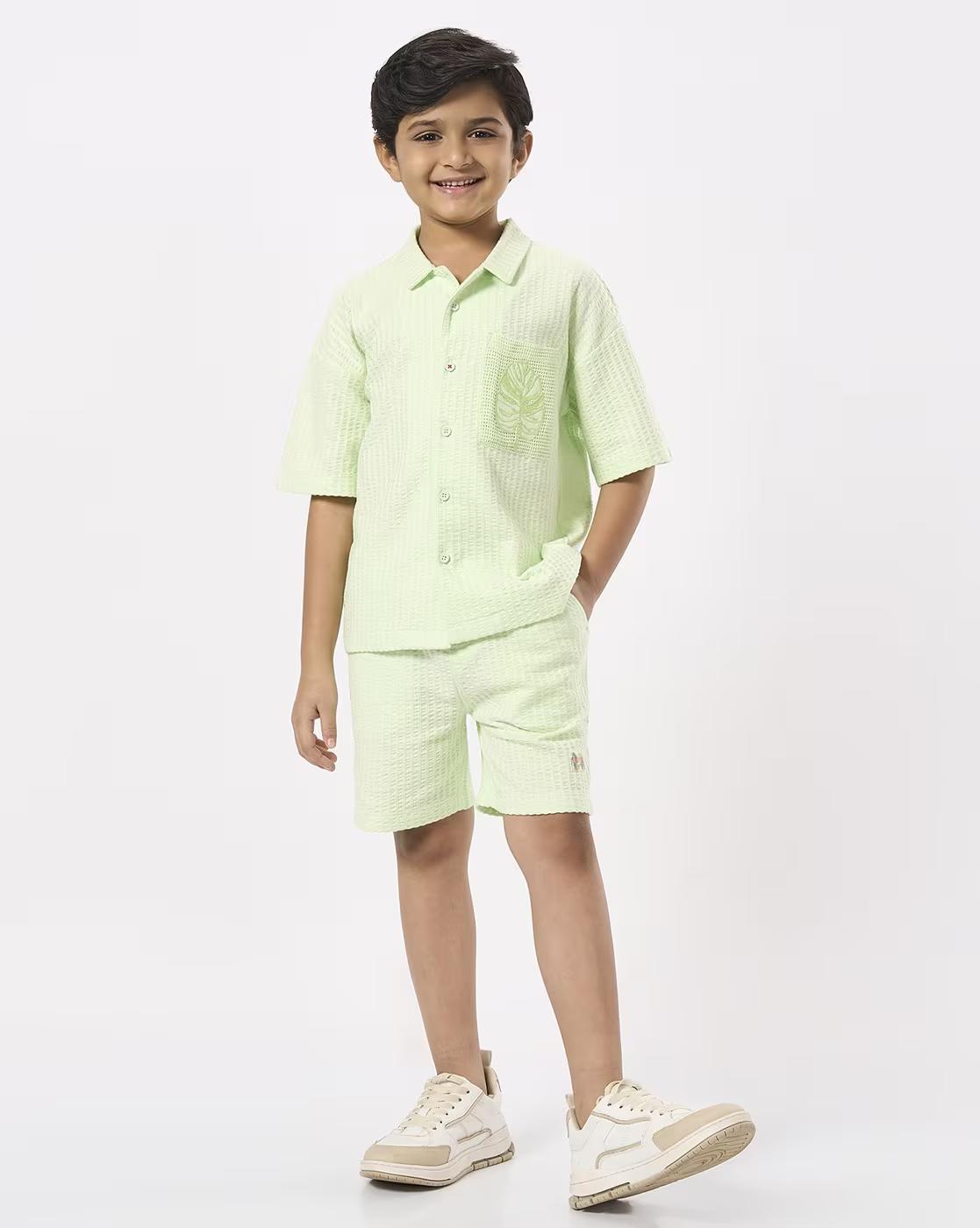 Boys Patterned Shirt & Shorts Set
