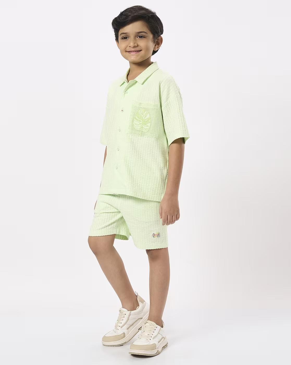 Boys Patterned Shirt & Shorts Set