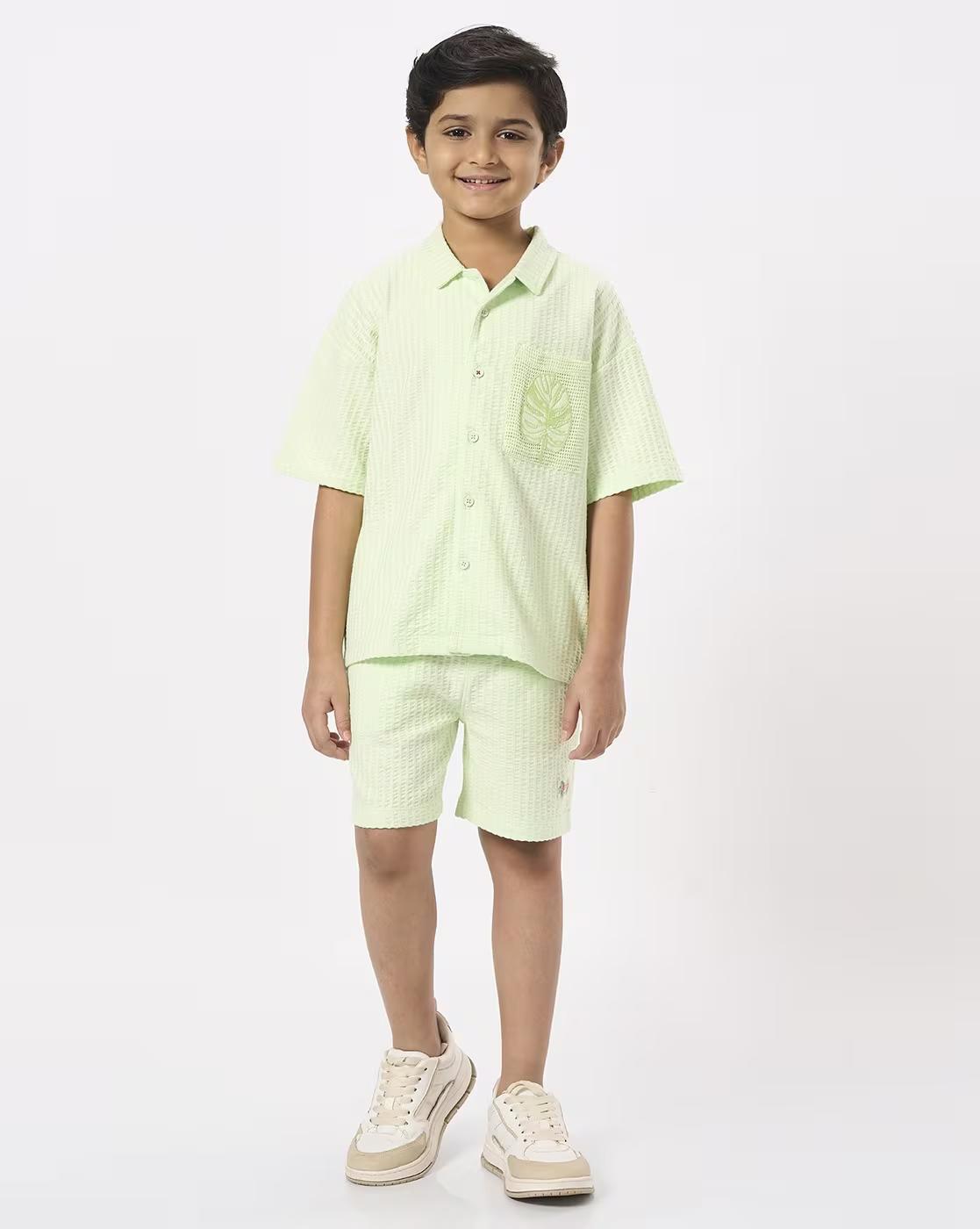 Boys Patterned Shirt & Shorts Set
