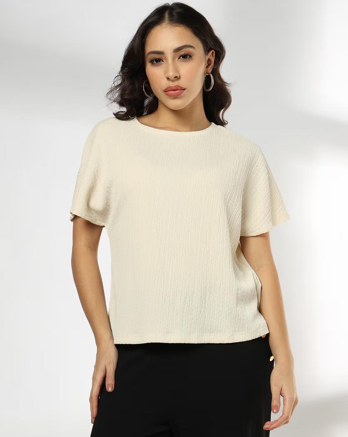 Women Straight Fit Crew-Neck T-Shirt