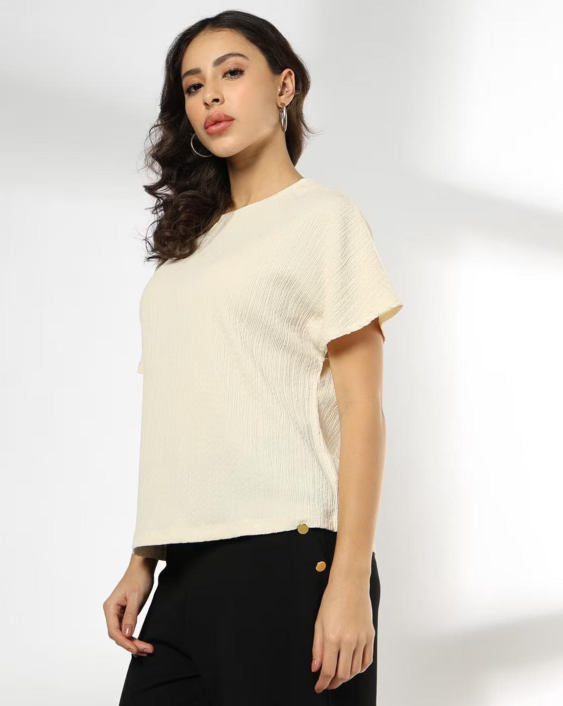 Women Straight Fit Crew-Neck T-Shirt
